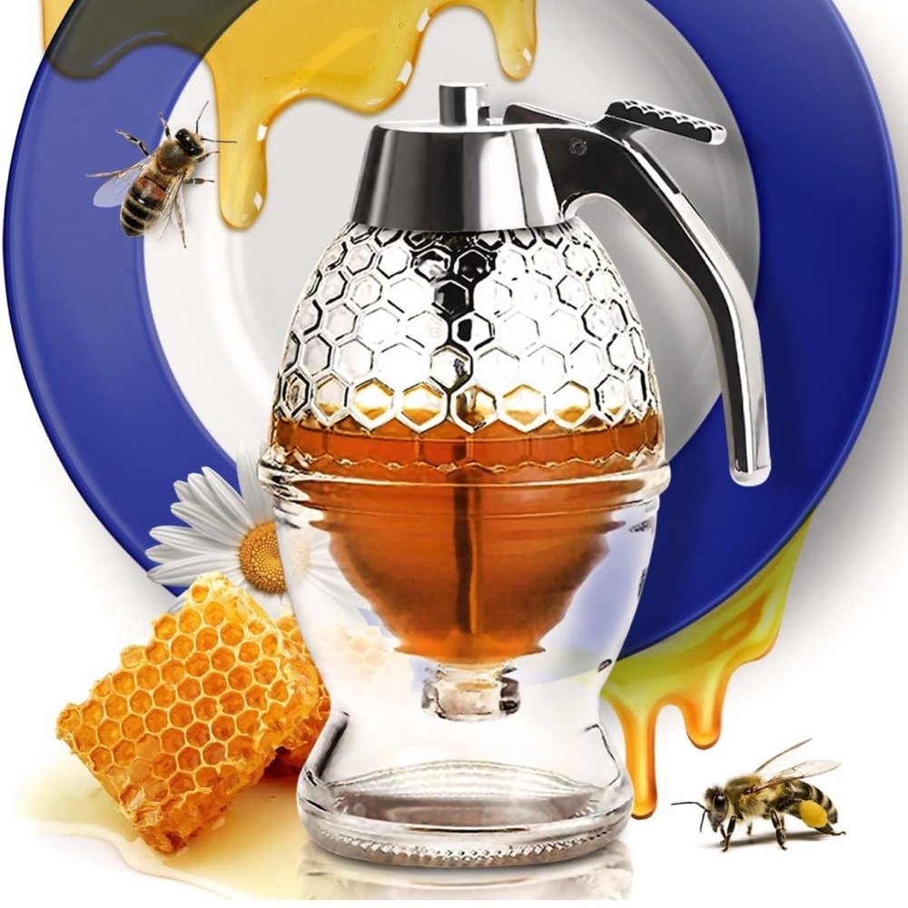 Honey Dispenser with Silver Lid
